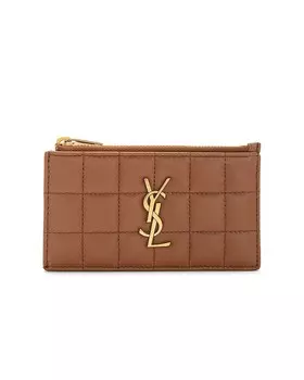 Футляр для кредитных карт Cassandre Fragments на молнии Saint Laurent, цвет Fox