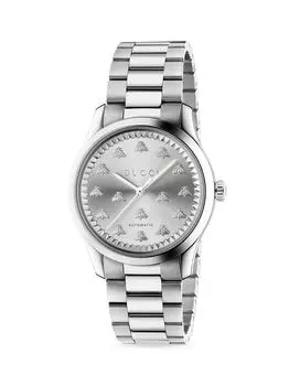 G-Timeless Автоматические часы с пчелой Sun-Brushed Gucci, серебряный