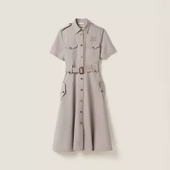 Габардиновое платье Miu Miu, бежевый