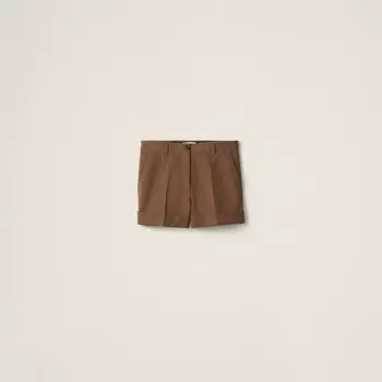Габардиновые шорты-бермуды Miu Miu, бежевый