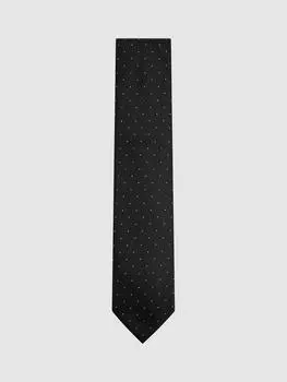 Галстук из шелковой смеси лиама в горошек Reiss, черный