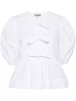 GANNI блузка с баской, белый