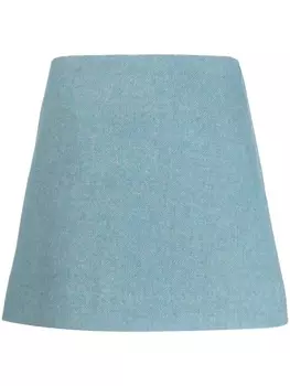 GANNI recycled wool-blend miniskirt, синий