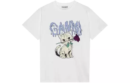 GANNI SS24 Обычная женская футболка, ярко-белая