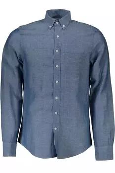 Gant Elegant с длинным рукавом мужская льняная рубашка, синий