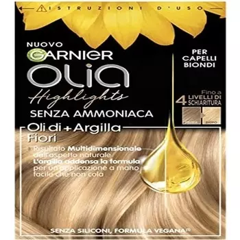 Garnier Olia Мелирование до 4 уровней осветления для светлых волос Формула с цветочными маслами + тон Веганская формула Осветление светлых волос без аммиака