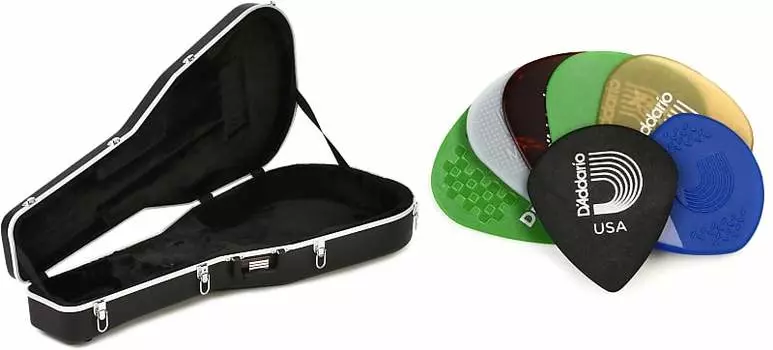 Gator Deluxe ABS Mold Case — Комплект акустической гитары Dreadnought с медиаторами D'Addario Assorted — Medium (7 шт.) Gator + D'Addario GC-Dread=1 1XVP4-5=1