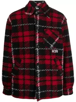Gcds check-pattern shirt jacket, красный