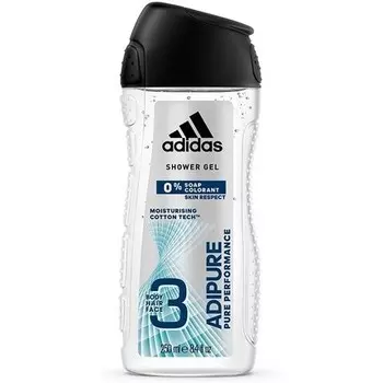 Гель для душа Adidas Adipure 3-в-1 для мужчин Нежное очищение тела, волос и лица 250мл