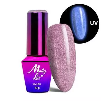 Гель-лак светящийся в темноте кошачий глаз MollyLac Night Glowing Higher Love HEMA/Di-HEMA Free 10 г № 673