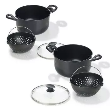 Genius World's Greatest Pot (6 частей) Кастрюля с ситом 20 см + 25 см - Больше, чем просто приготовление пищи; А81475