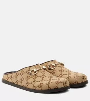 GG кожаные мюли Gucci, Camel Ebony/New Acer