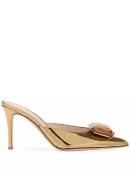 Gianvito Rossi мюли Jaipur 85 с эффектом металлик, золотистый