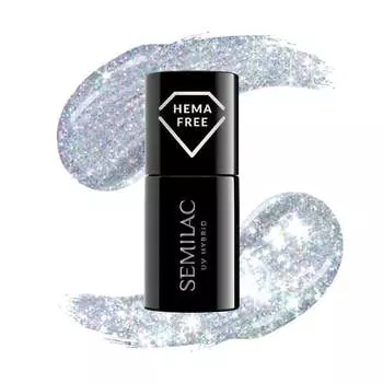 Гибридный лак, 7мл Semilac, 460 Silver Fireworks Colorful