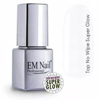 Гибридный лак Top No Wipe Super Glow, 6 мл EM Nail