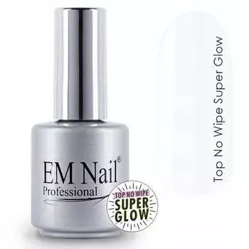 Гибридный лак Top No Wipe Super Glow, 15 мл EM Nail