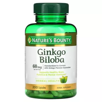 Гинкго Билоба Nature's Bounty 60 мг, 200 капсул