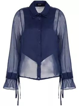 Giorgio Armani шелковый топ с длинными рукавами, синий