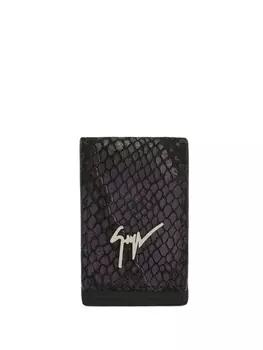 Giuseppe Zanotti картхолдер Albert с тиснением под кожу змеи, черный
