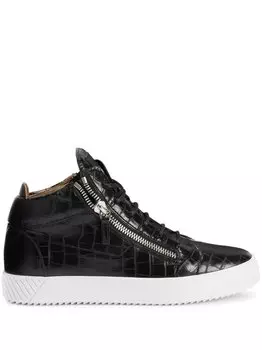Giuseppe Zanotti кеды Kriss с тиснением под кожу крокодила, черный