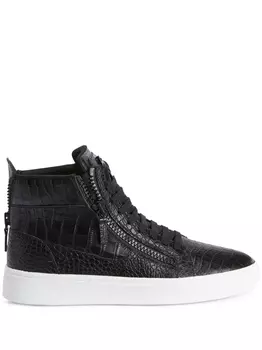 Giuseppe Zanotti высокие кеды с тиснением под кожу крокодила, черный