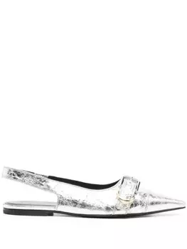 Givenchy балетки Voyou с ремешком на пятке, серебристый
