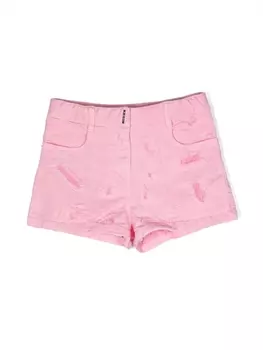 Givenchy Kids джинсовые шорты с прорезями, розовый