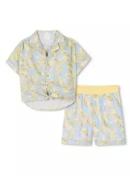 Givenchy Kids комплект из рубашка и шортов с принтом, синий