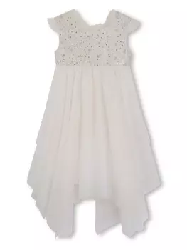 Givenchy Kids платье с оборками и стразами, белый