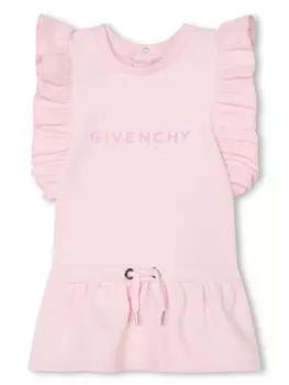 Givenchy Kids платье с оборками и логотипом, розовый