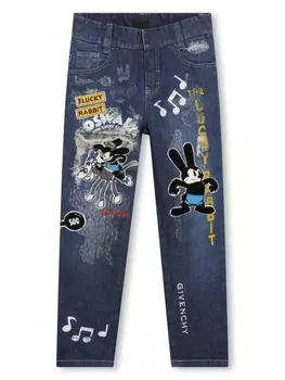 Givenchy Kids прямые джинсы с вышивкой из коллаборации с Disney, синий