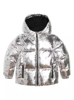 Givenchy Kids пуховик с монограммой, серый