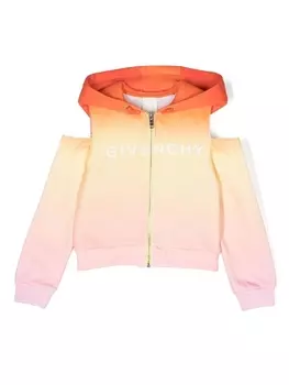 Givenchy Kids толстовка на молнии с эффектом омбре, оранжевый