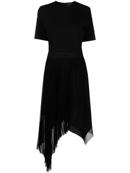Givenchy плиссированное платье миди асимметричного кроя, черный