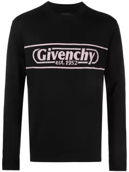 Givenchy шерстяной джемпер с логотипом, черный