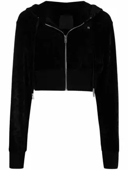 Givenchy укороченное бархатное худи, черный