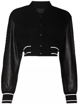 Укороченный бомбер Givenchy Wool And Leather, черный