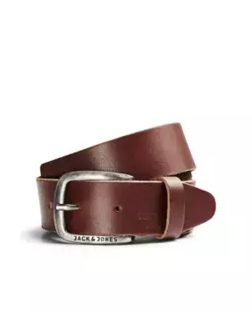Гладкий мужской ремень из темно-коричневой кожи Jack & Jones