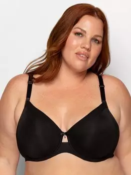 Гладкий шелковистый бюстгальтер на косточках без подкладки Curvy Couture, черный