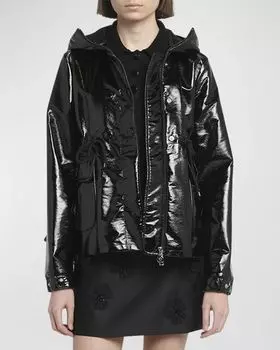 Глянцевая фактурная куртка Agnou Moncler, цвет Black