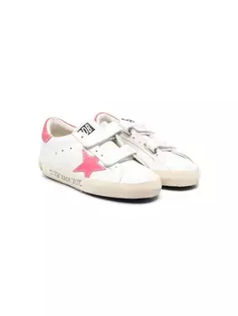 Golden Goose Kids кеды на липучках с нашивками, белый