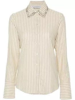 Golden Goose полосатая рубашка с кристаллами, нейтральный цвет