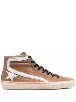 Golden Goose высокие кеды Slide, коричневый