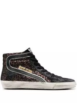 Golden Goose высокие кеды Slide с блестками, черный