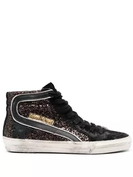 Golden Goose высокие кеды Slide с блестками, черный