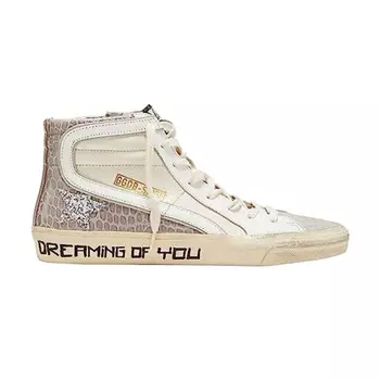 Golden Goose Женские шлепанцы среднего размера бежевого цвета с блестками под крокодиловую кожу, мультиколор