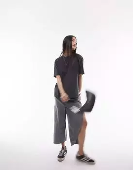 Голубая базовая футболка Topshop с короткими рукавами премиум-класса