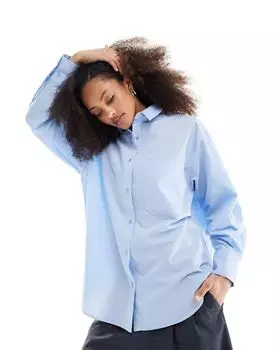 Голубая хлопковая рубашка оверсайз ASOS DESIGN