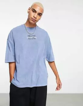 Голубая оверсайз-футболка с принтом Майами-Спрингс ASOS DESIGN
