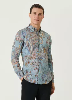 Голубая рубашка с этническим узором Etro